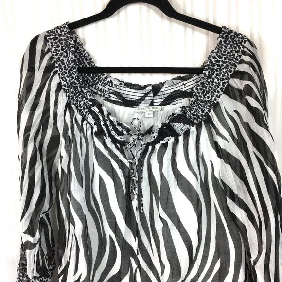 Zebra Leopard Print Blouse Alberto Makali EUC - Picture 4 of 11